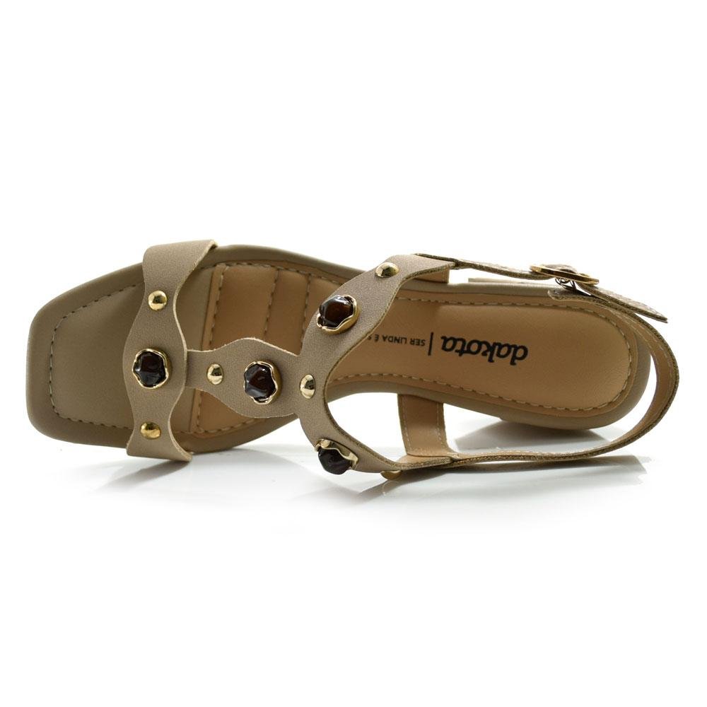 Sandália Feminina com Salto Bloco Dakota Y9581 Bege 6