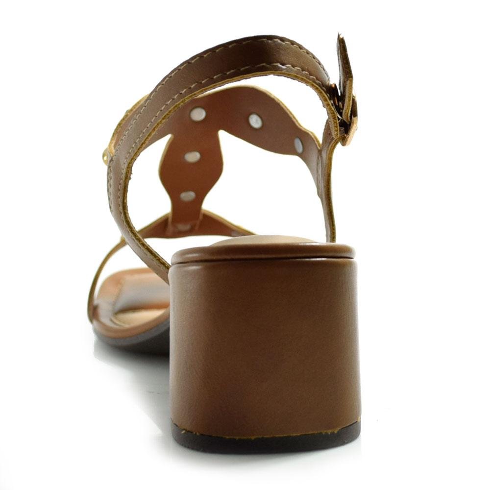Sandália Feminina com Salto Bloco Dakota Y9581 Marrom 4