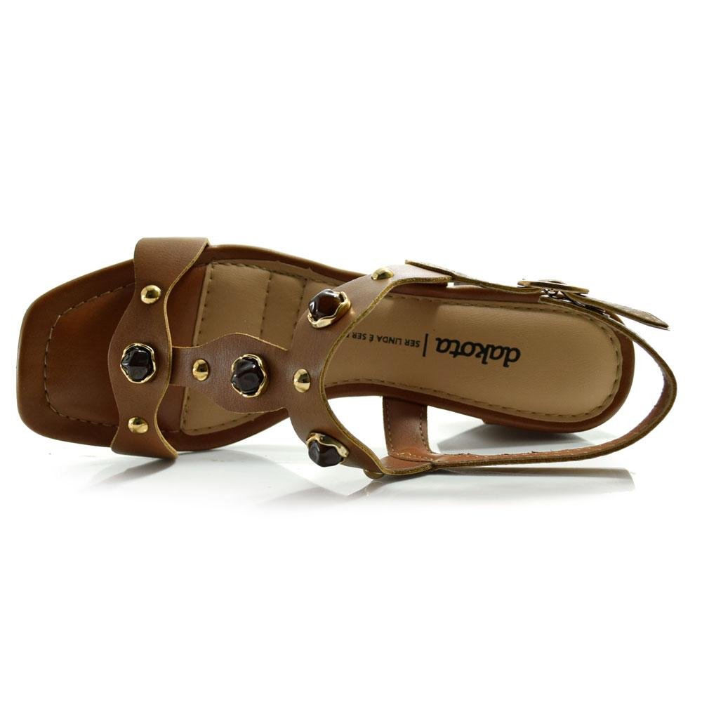 Sandália Feminina com Salto Bloco Dakota Y9581 Marrom 6