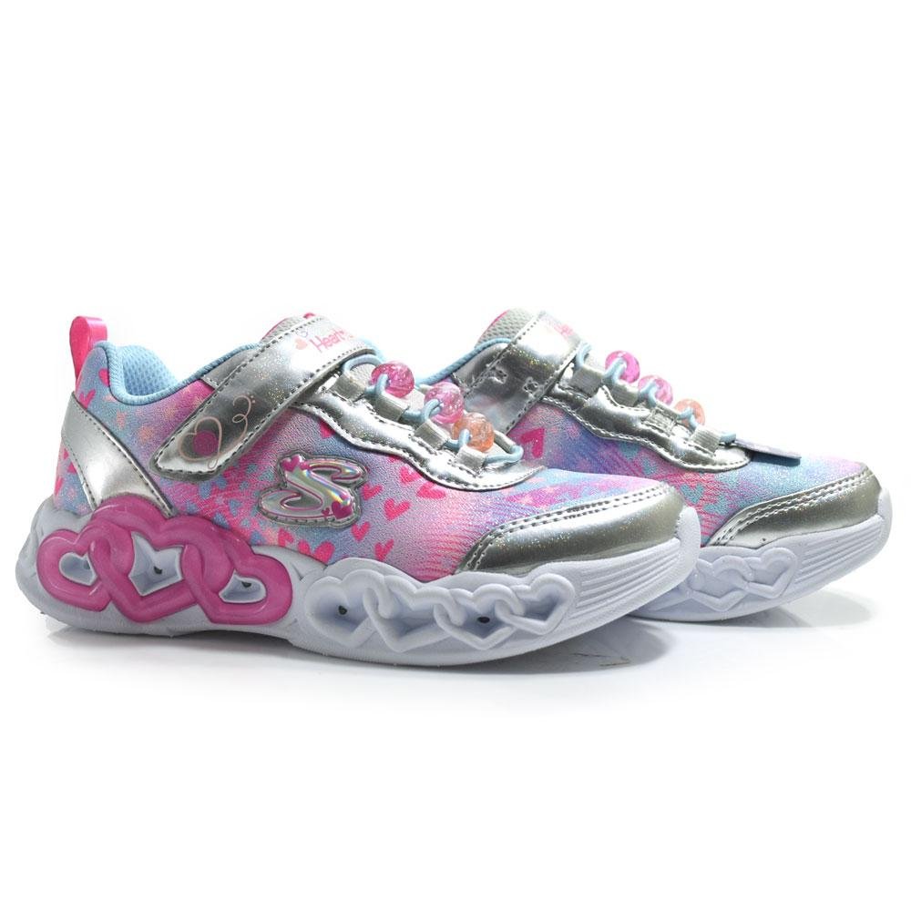 Tênis Infantil de LED Skechers Infinite Heart 303261L Prata 2