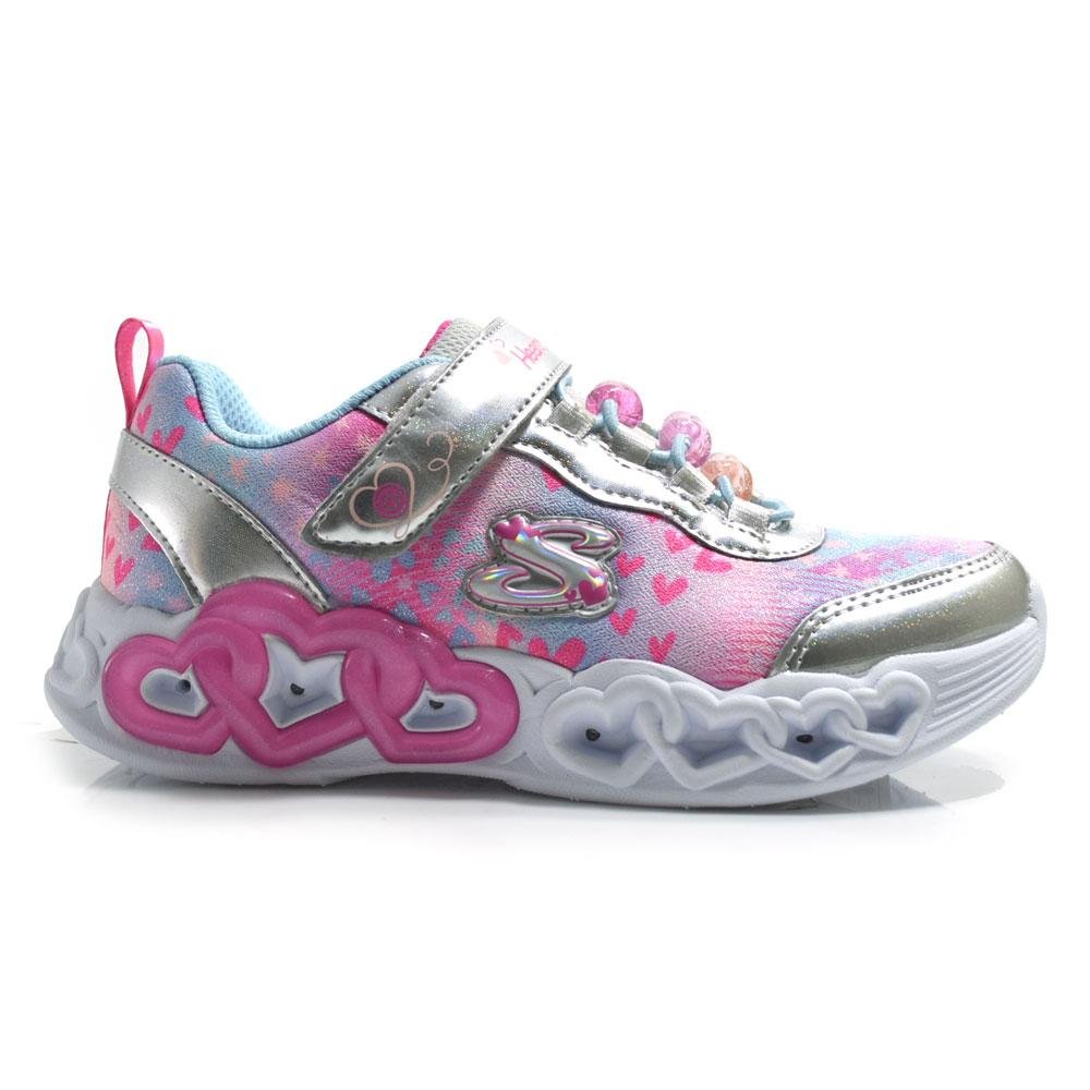 Tênis Infantil de LED Skechers Infinite Heart 303261L Prata 3