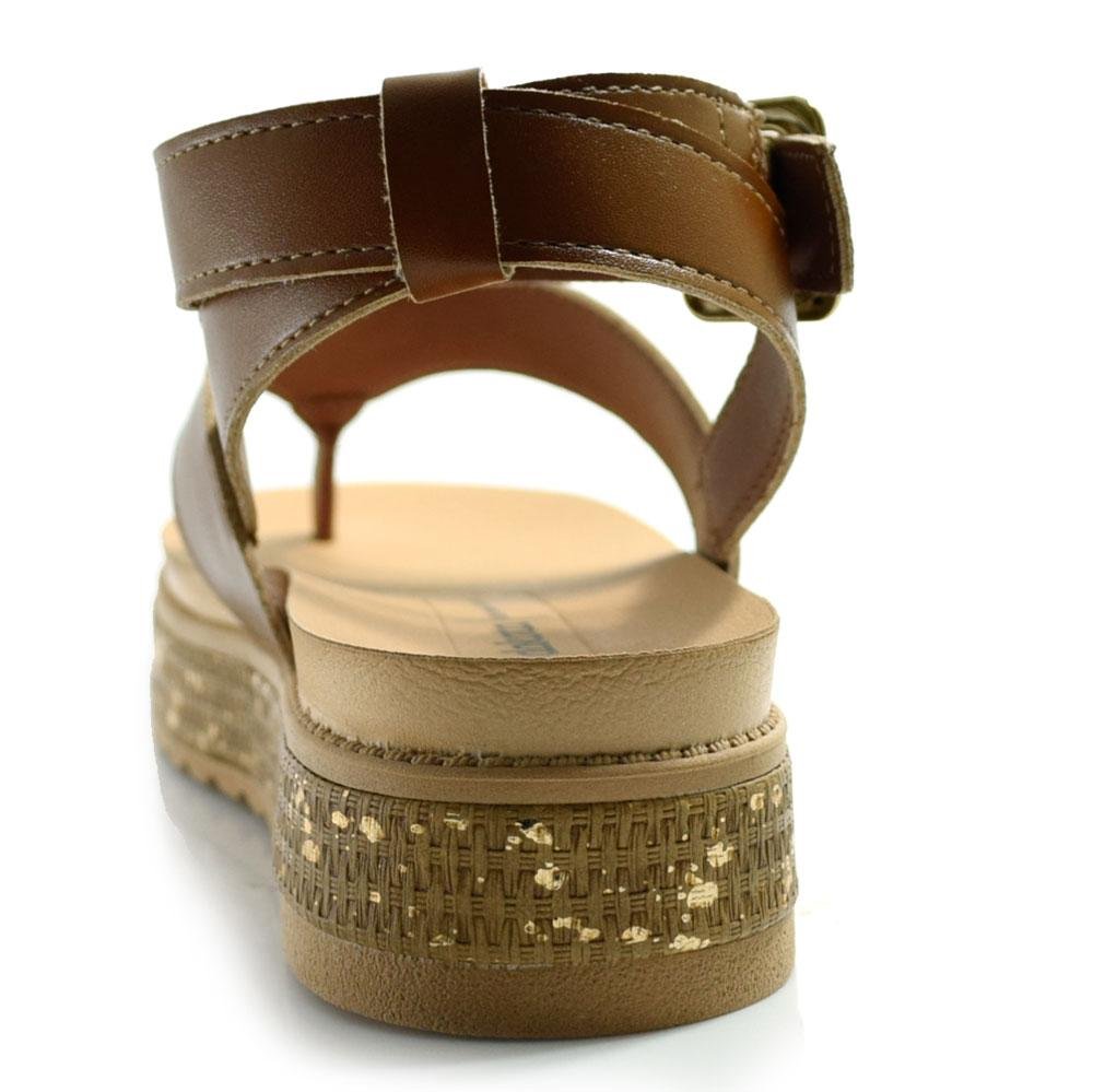 Sandália Plataforma Feminina Dakota Y9472 Marrom 4
