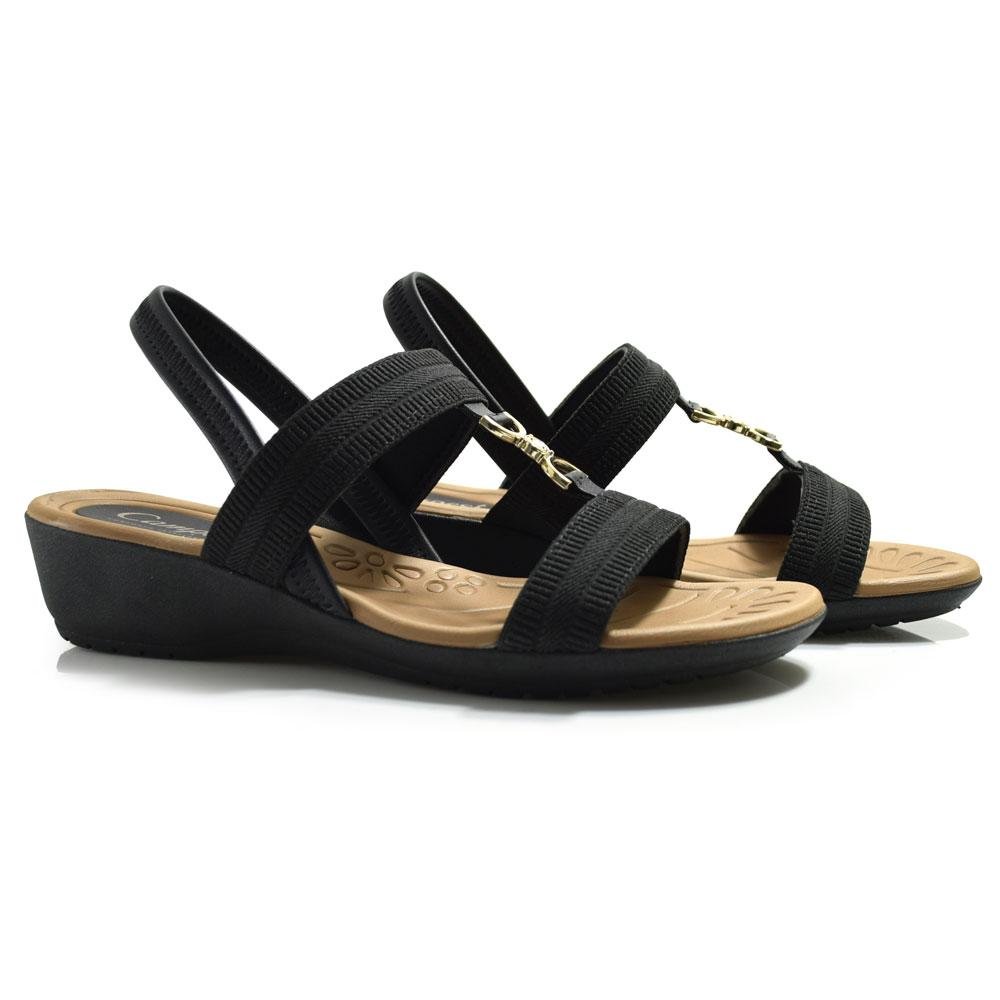 Sandália Anabela Feminina Campesí Preto 2