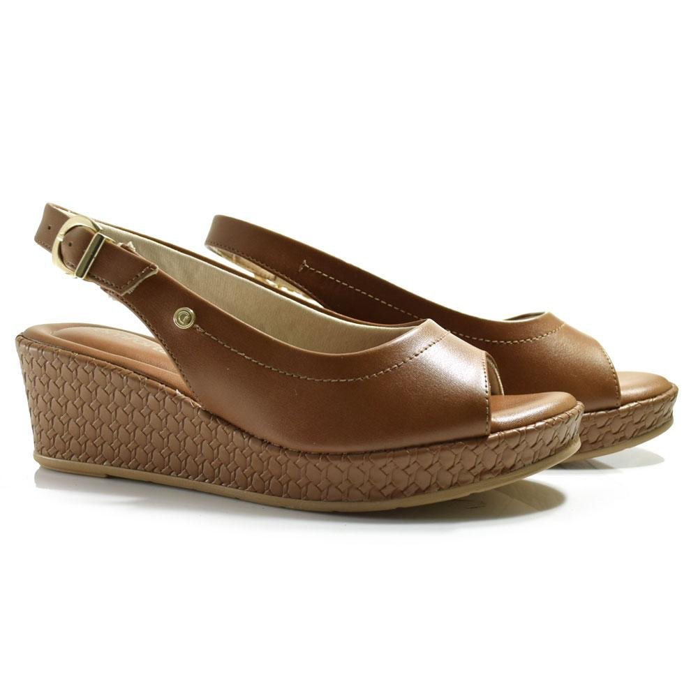 Sandália Anabela Feminina Comfortflex Marrom 2