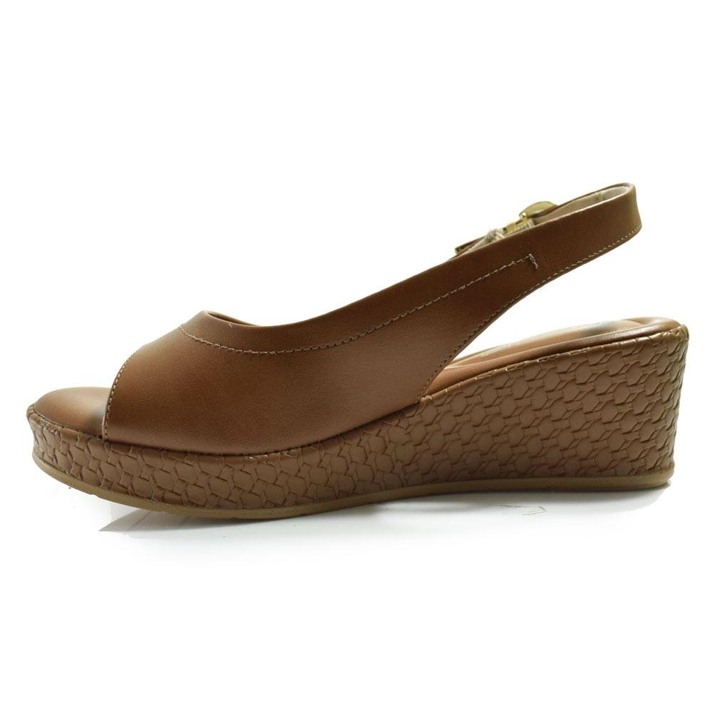 Sandália Anabela Feminina Comfortflex Marrom 5