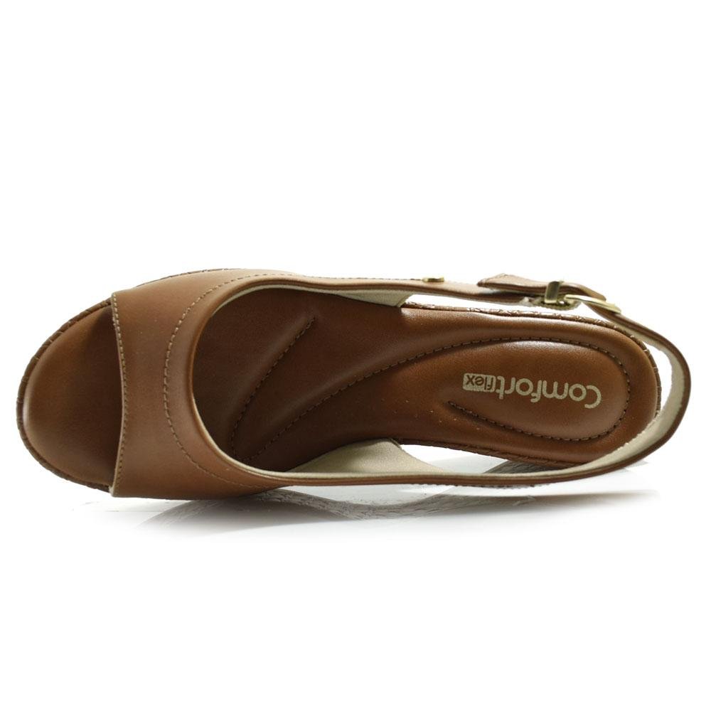 Sandália Anabela Feminina Comfortflex Marrom 6