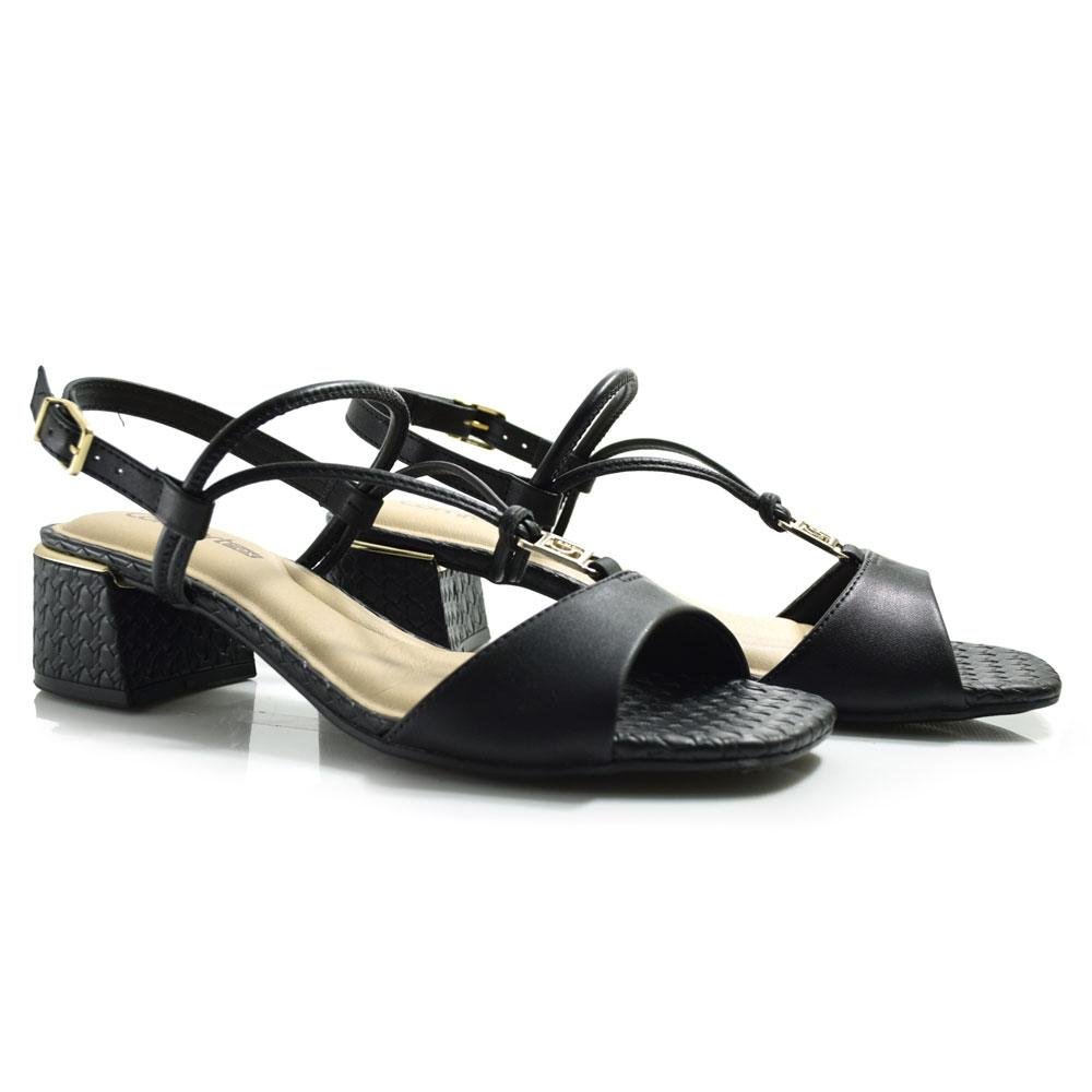 Sandália de Salto Bloco Feminina Comfortflex Preto 2