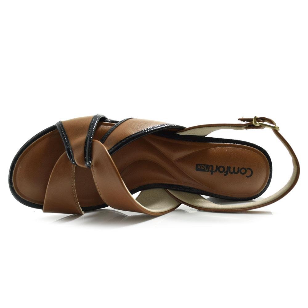 Sandália de Salto Bloco Feminina Comfortflex Marrom 6