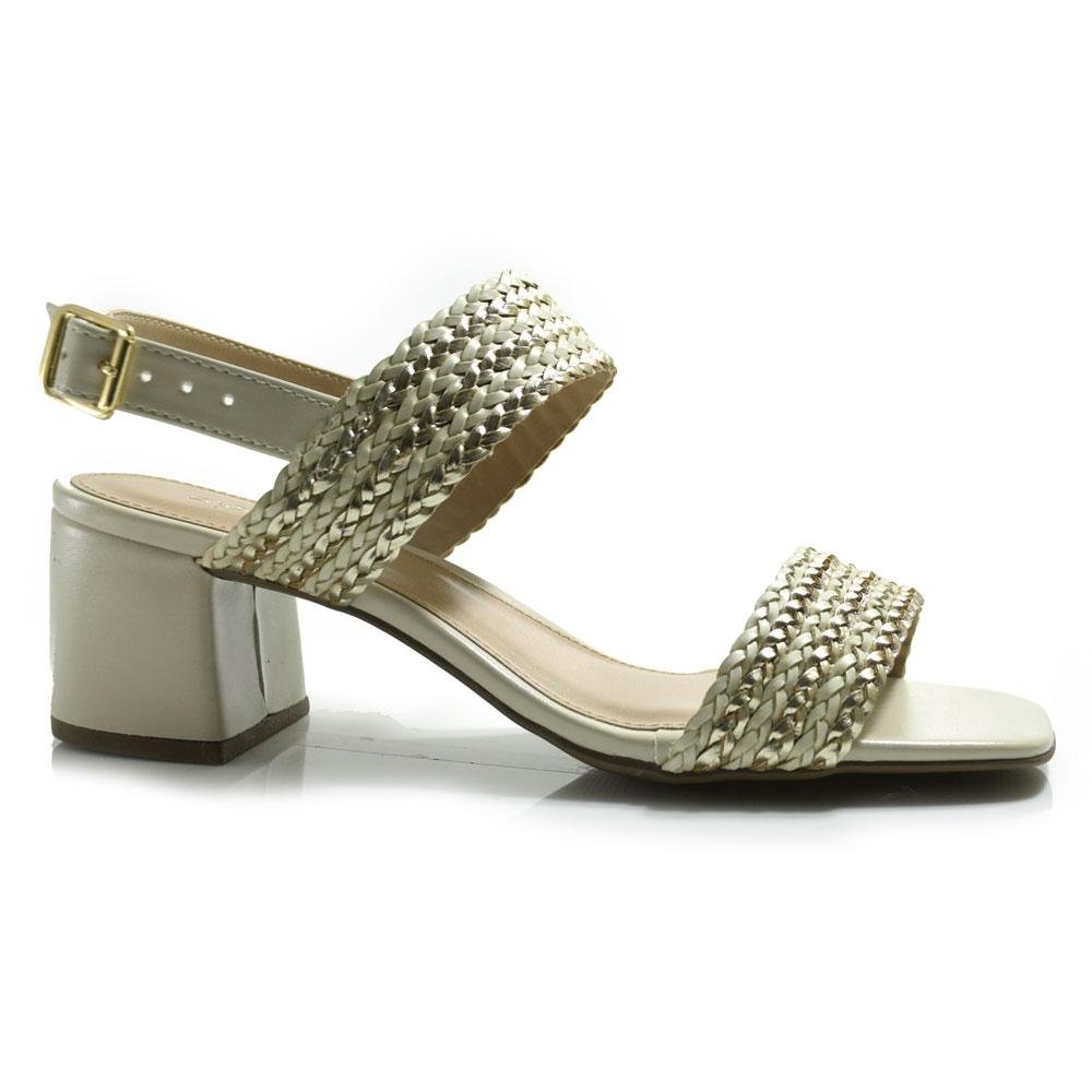 Sandália de Salto Bloco Feminina Cazzualen Off White 3