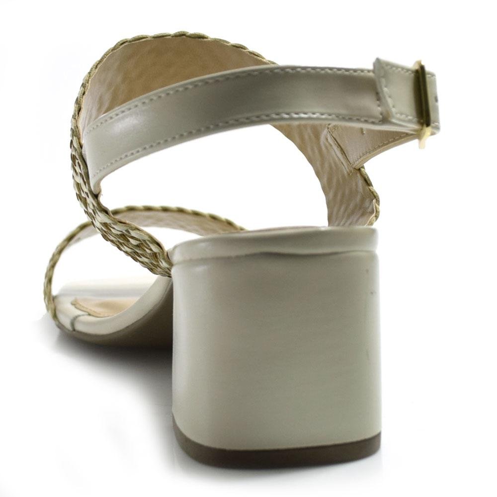 Sandália de Salto Bloco Feminina Cazzualen Off White 4
