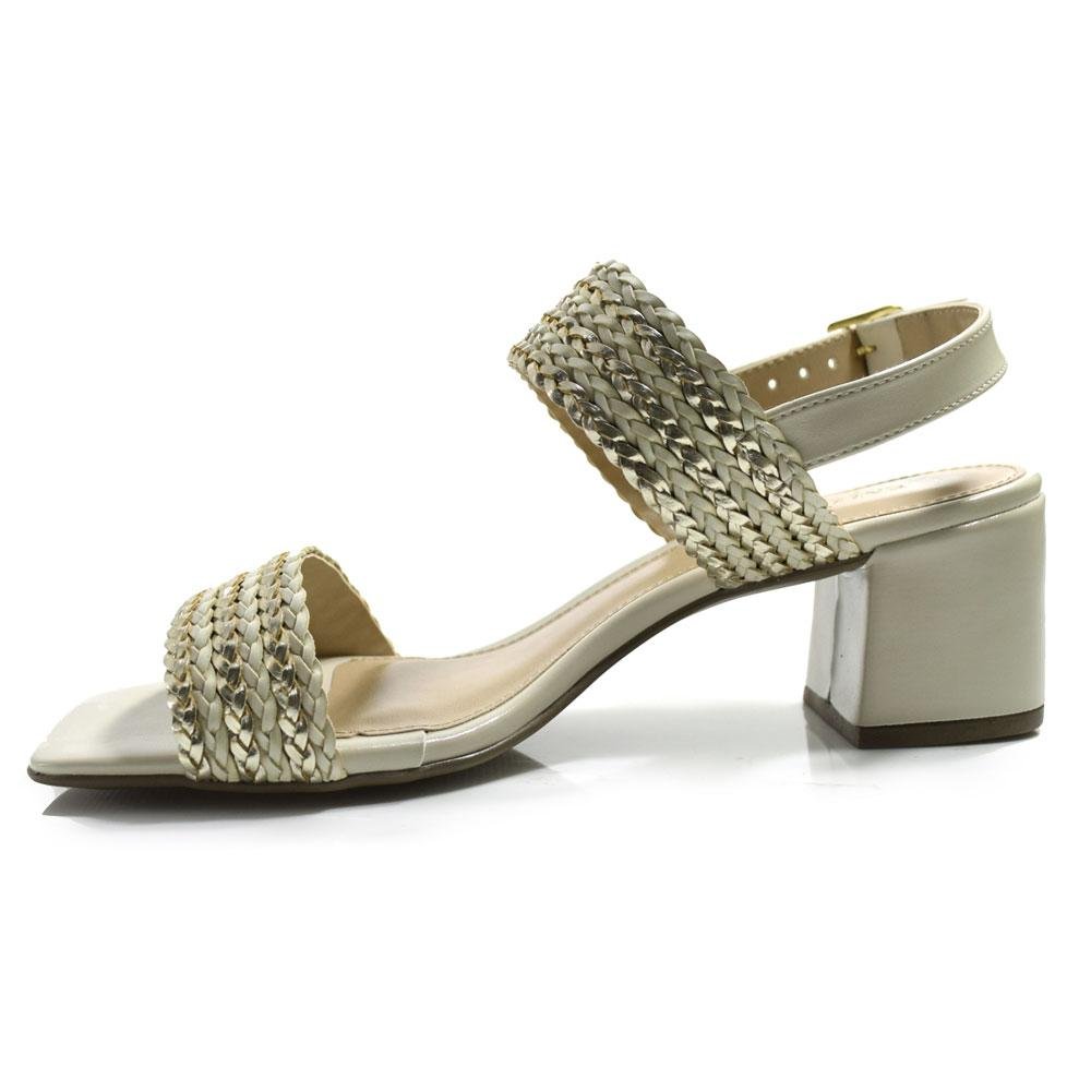 Sandália de Salto Bloco Feminina Cazzualen Off White 5