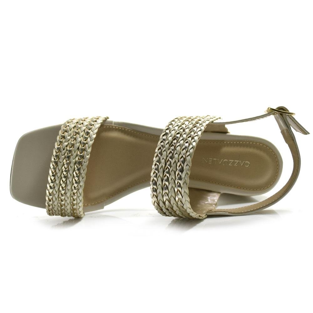 Sandália de Salto Bloco Feminina Cazzualen Off White 6