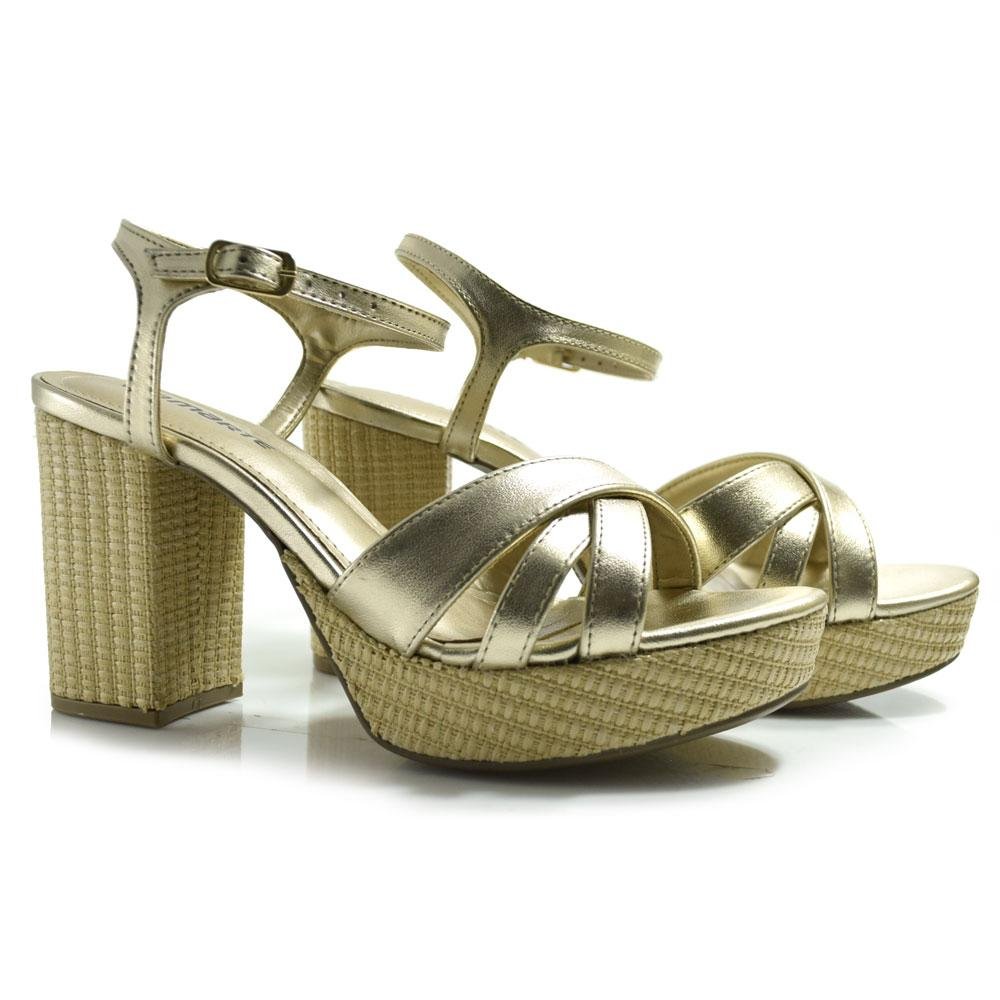 Sandália Plataforma Feminina Via Marte Dourado 2