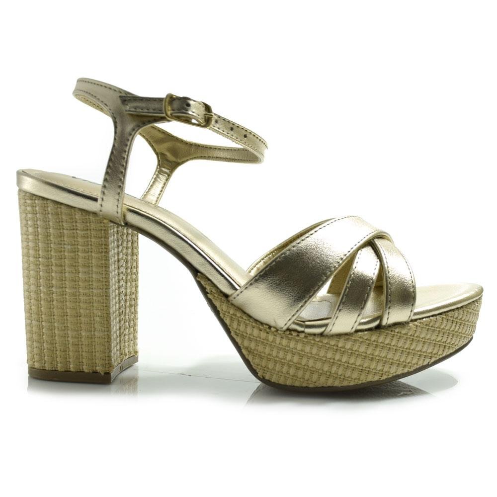 Sandália Plataforma Feminina Via Marte Dourado 3