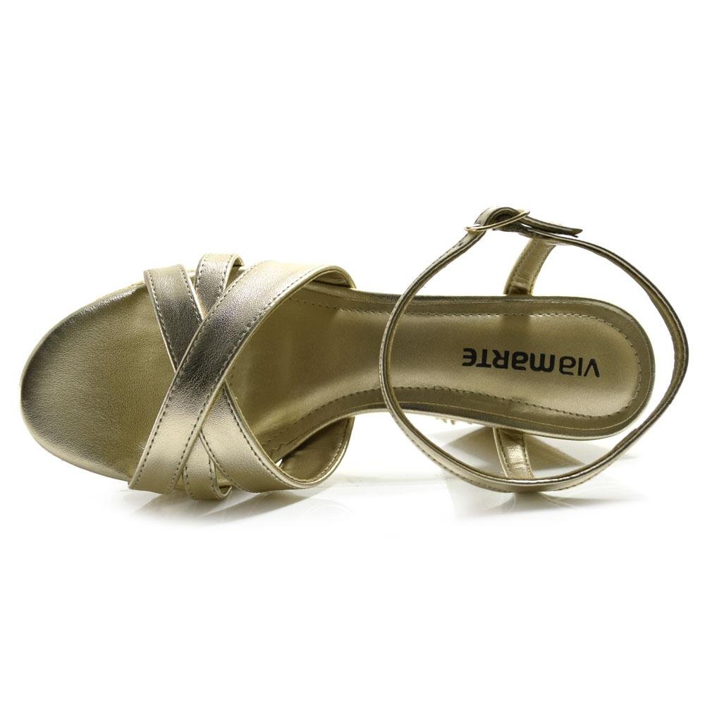 Sandália Plataforma Feminina Via Marte Dourado 6
