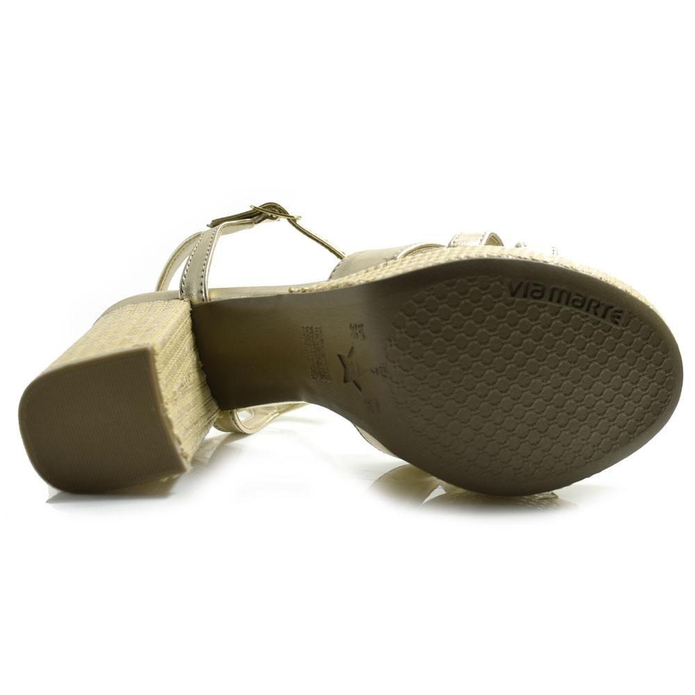 Sandália Plataforma Feminina Via Marte Dourado 7