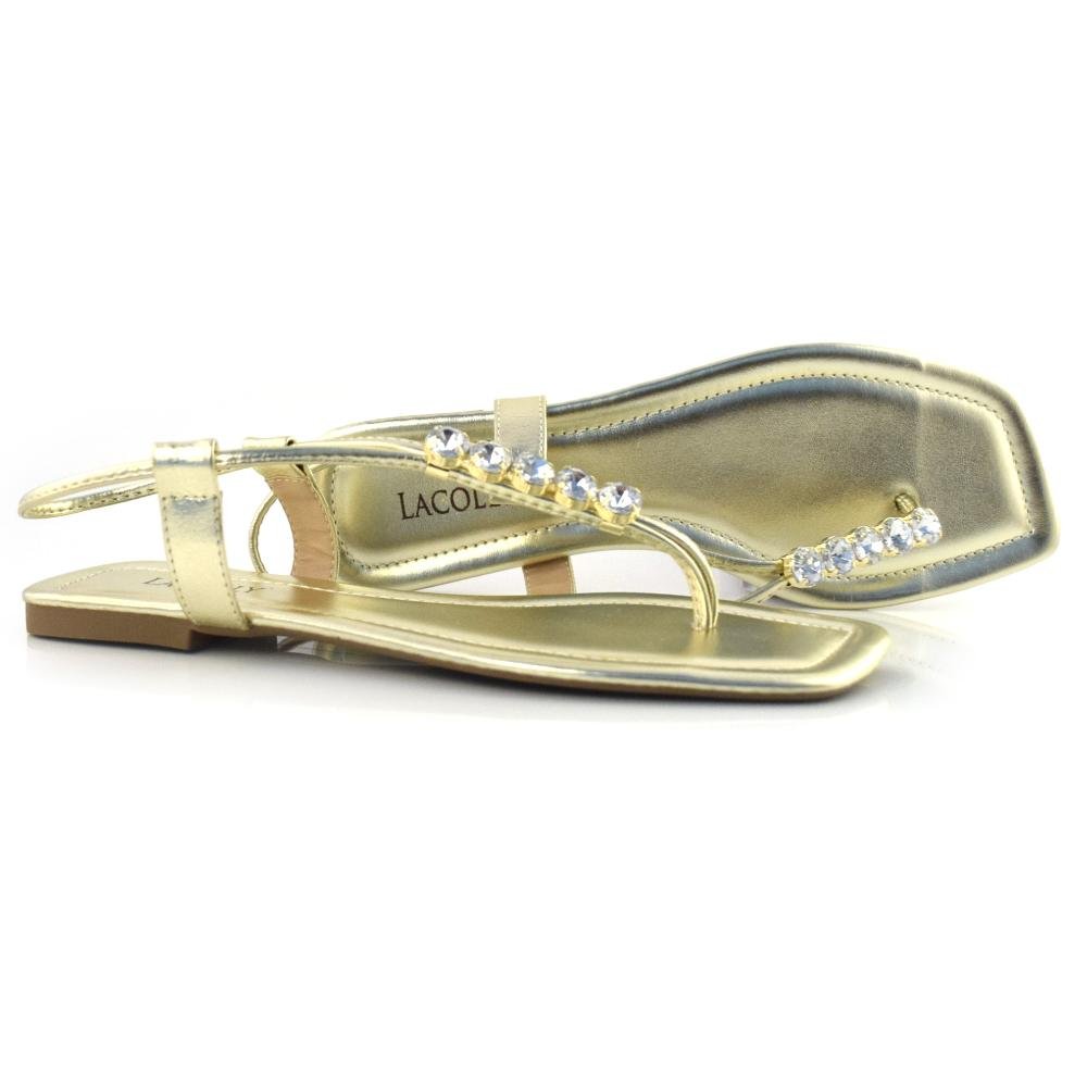 Sandália Rasteira Feminina Lacolly 1068.2565 Dourado 2