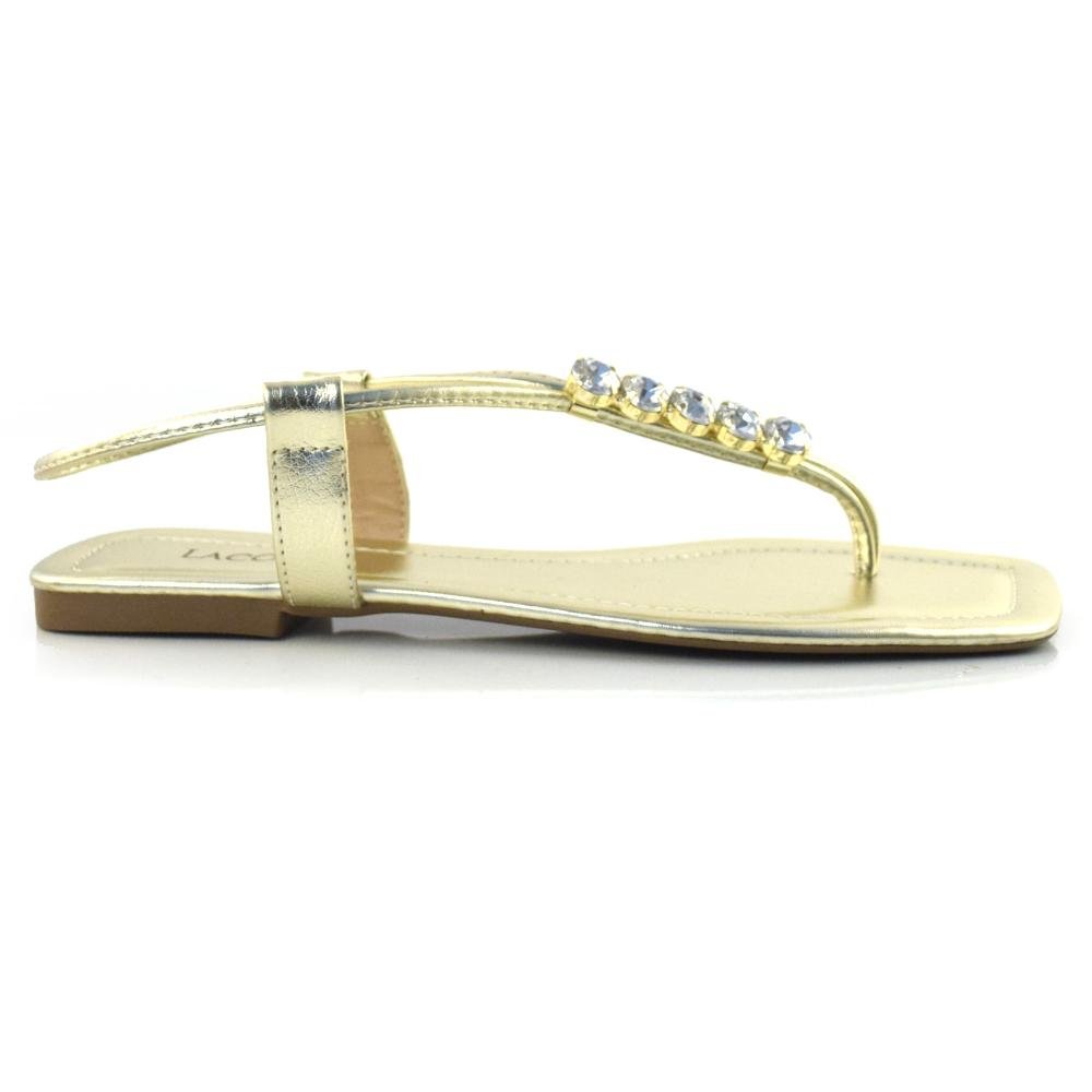 Sandália Rasteira Feminina Lacolly 1068.2565 Dourado 3