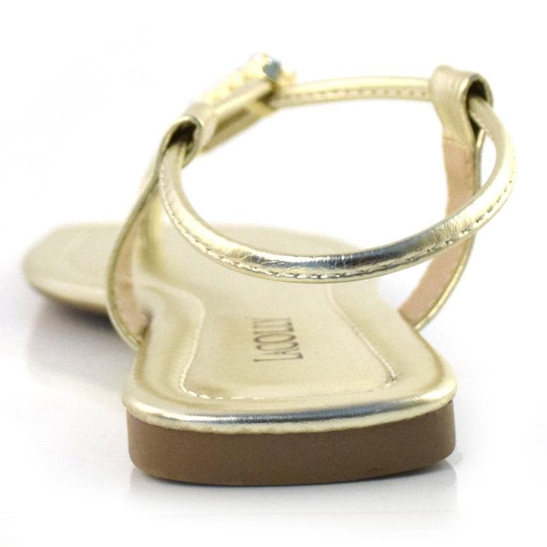 Sandália Rasteira Feminina Lacolly 1068.2565 Dourado 4