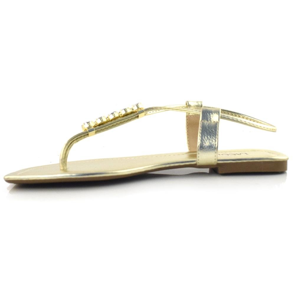 Sandália Rasteira Feminina Lacolly 1068.2565 Dourado 5