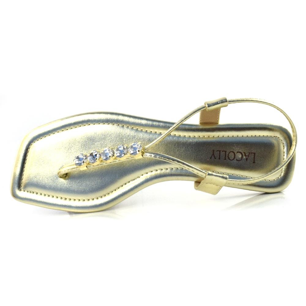 Sandália Rasteira Feminina Lacolly 1068.2565 Dourado 6