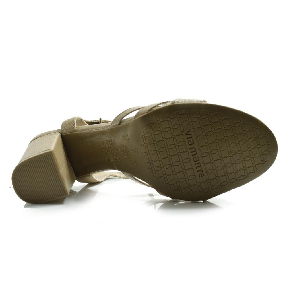 Sandália de Couro e Salto Bloco Feminina Via Marte Bege 7