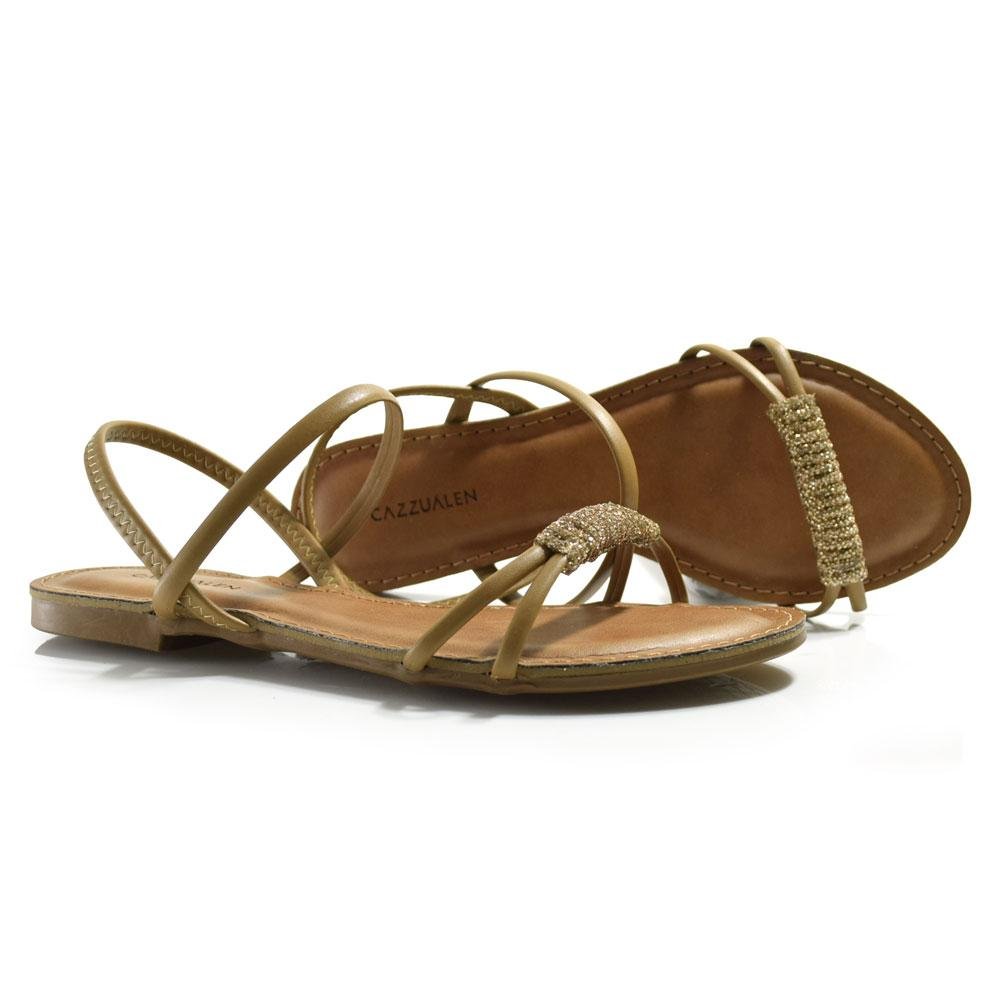 Sandália Rasteira Feminina Cazzualen Marrom 2