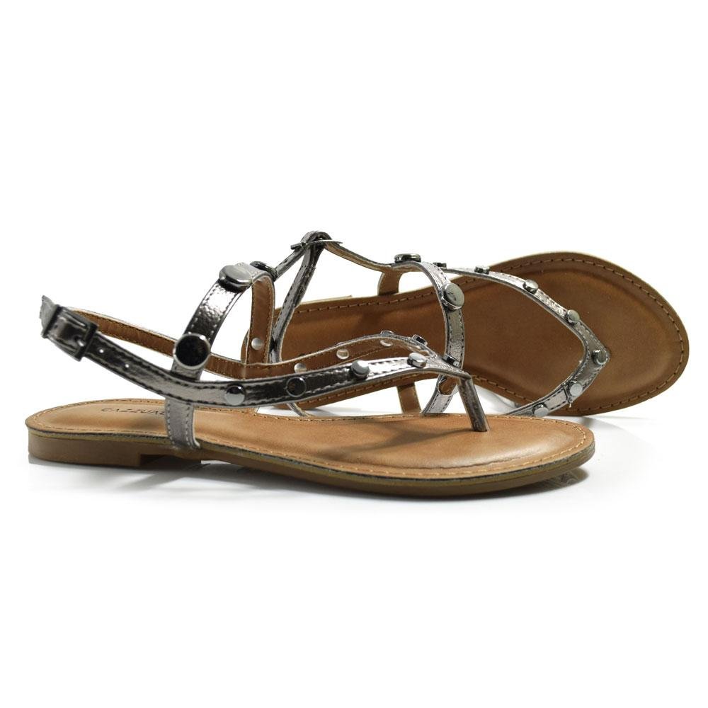 Sandália Rasteira Feminina Cazzualen Prata 2