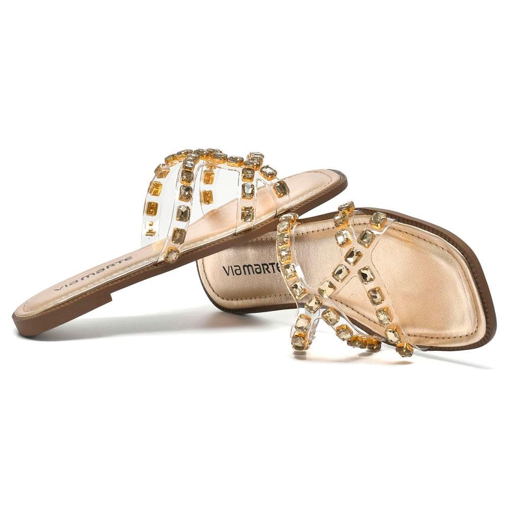 Sandália Rasteira Feminina Via Marte Dourado 3