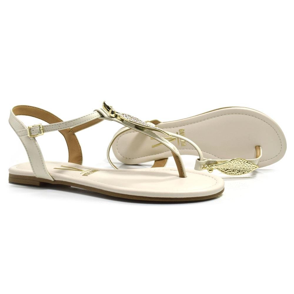 Sandália Rasteira Feminina Vizzano Off White 2