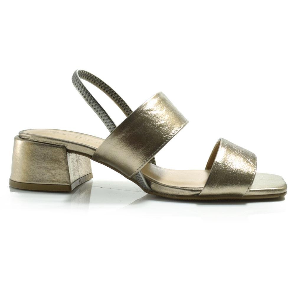 Sandália de Couro e Salto Bloco Suzzara Dourado 3