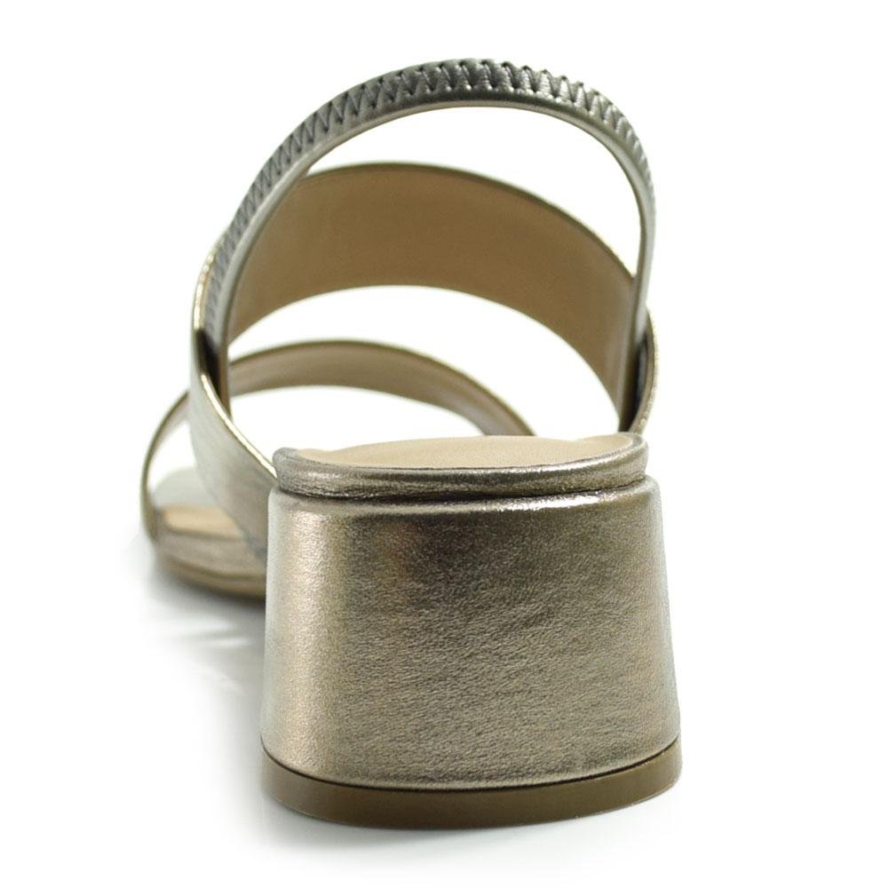 Sandália de Couro e Salto Bloco Suzzara Dourado 4