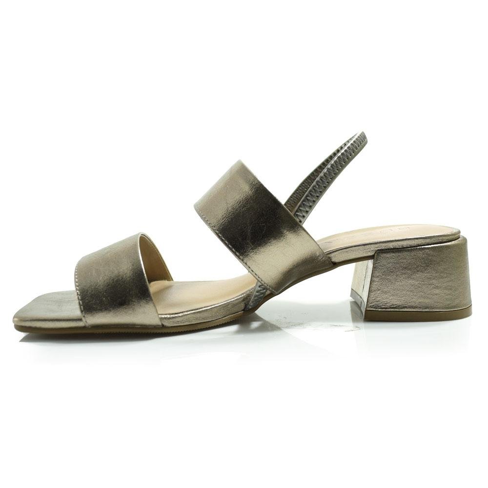 Sandália de Couro e Salto Bloco Suzzara Dourado 5