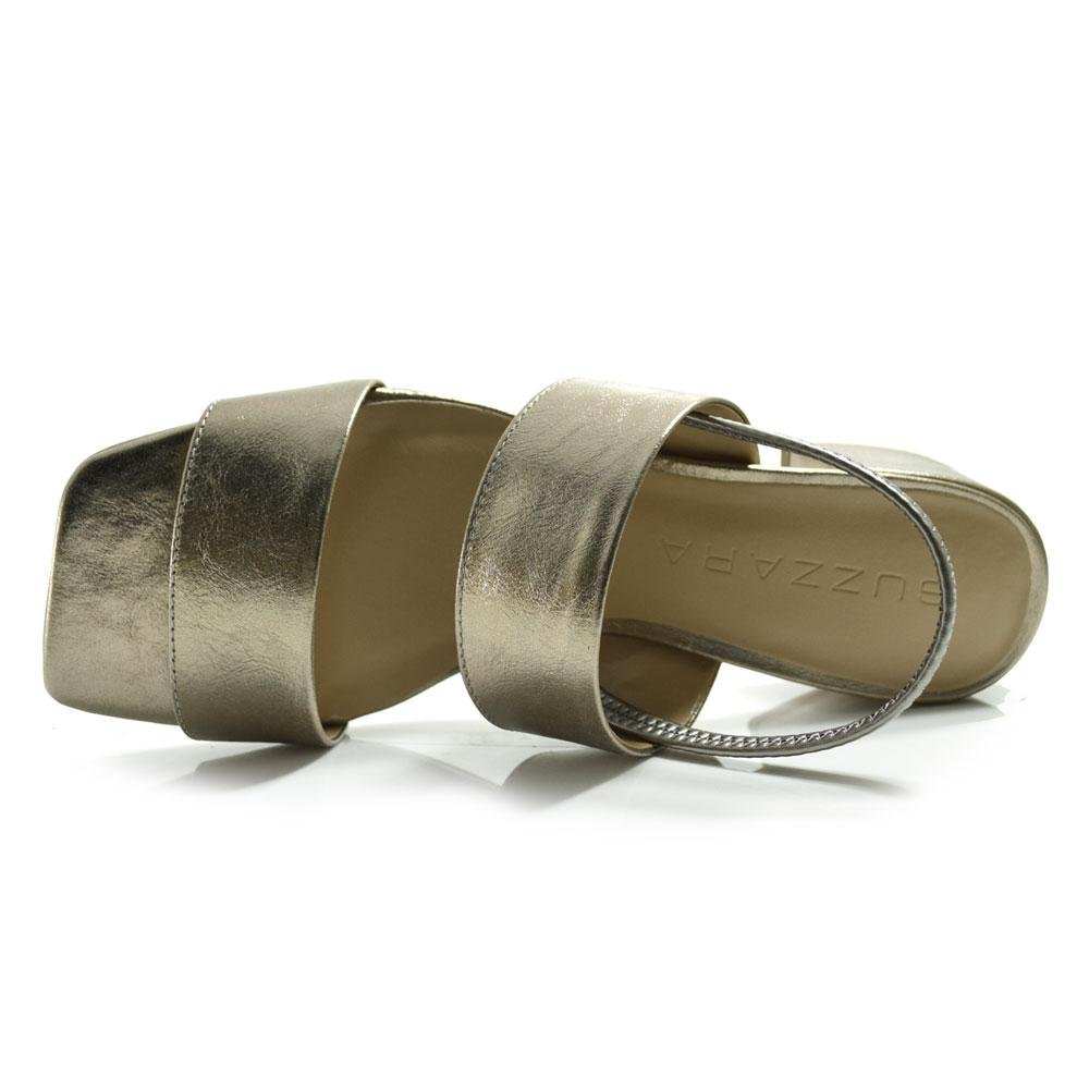 Sandália de Couro e Salto Bloco Suzzara Dourado 6