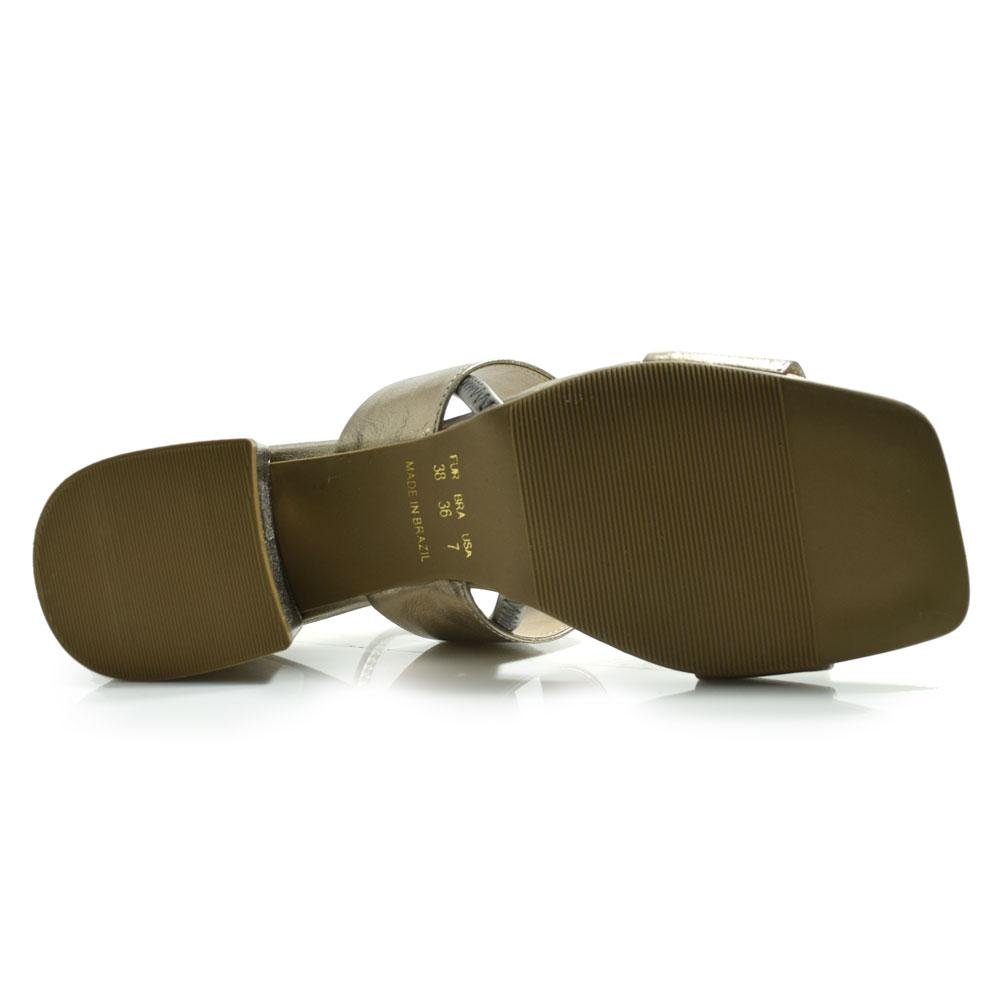 Sandália de Couro e Salto Bloco Suzzara Dourado 7