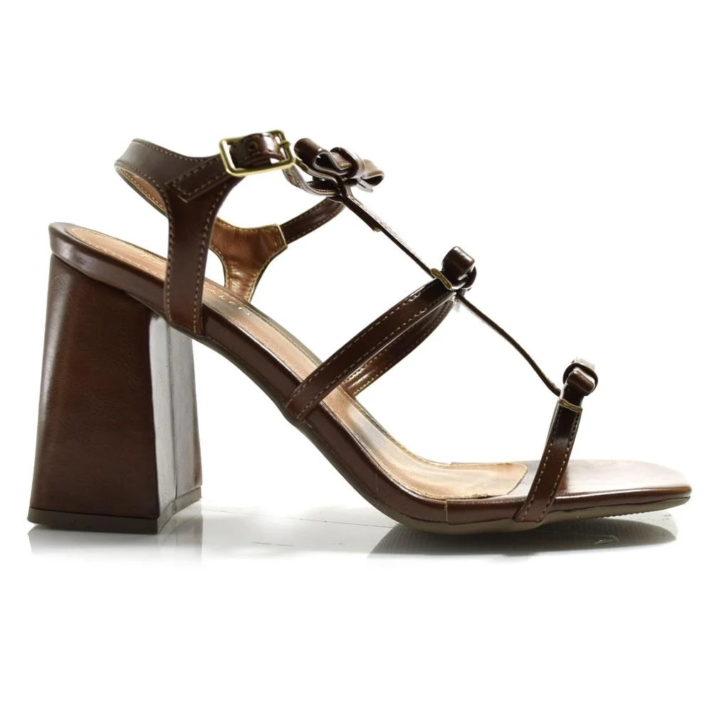 Sandália de Salto Bloco Feminina Cazzualen Marrom 3