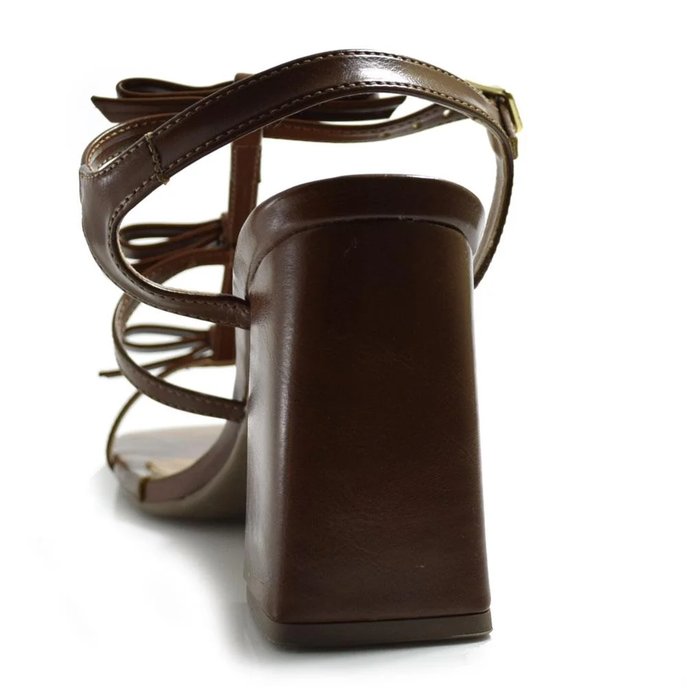 Sandália de Salto Bloco Feminina Cazzualen Marrom 4