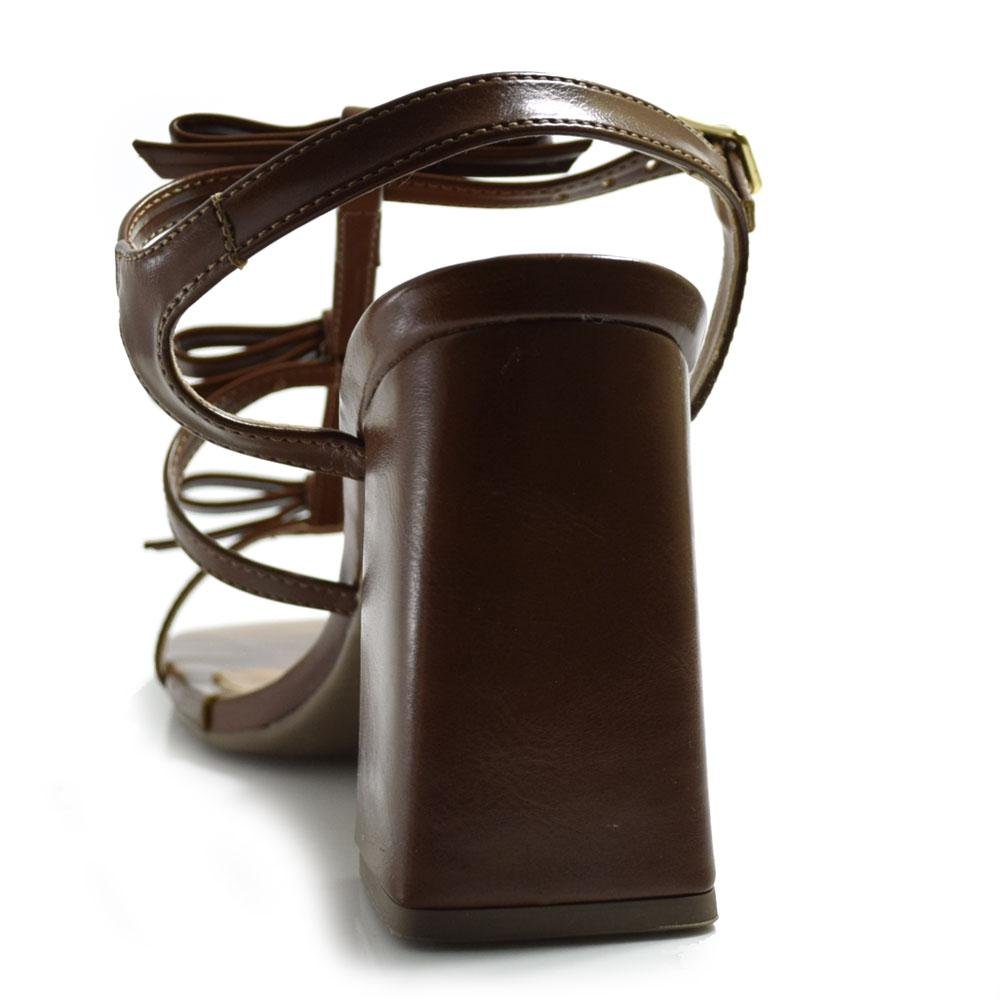 Sandália de Salto Bloco Feminina Cazzualen Marrom 4