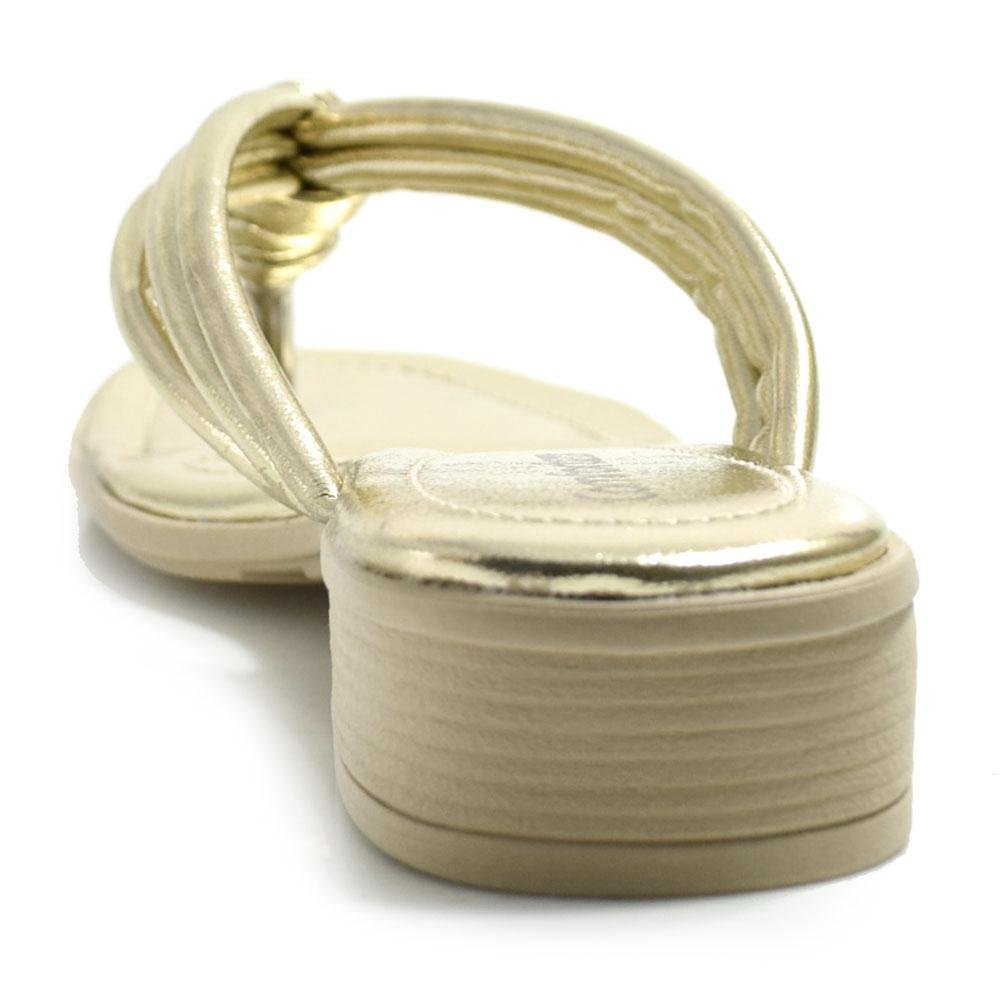 Tamanco de Salto Bloco Feminino Comfortflex Dourado 4