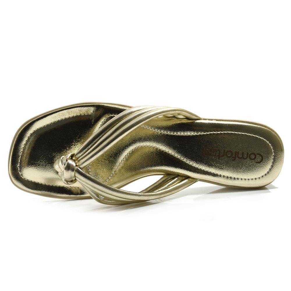 Tamanco de Salto Bloco Feminino Comfortflex Dourado 6