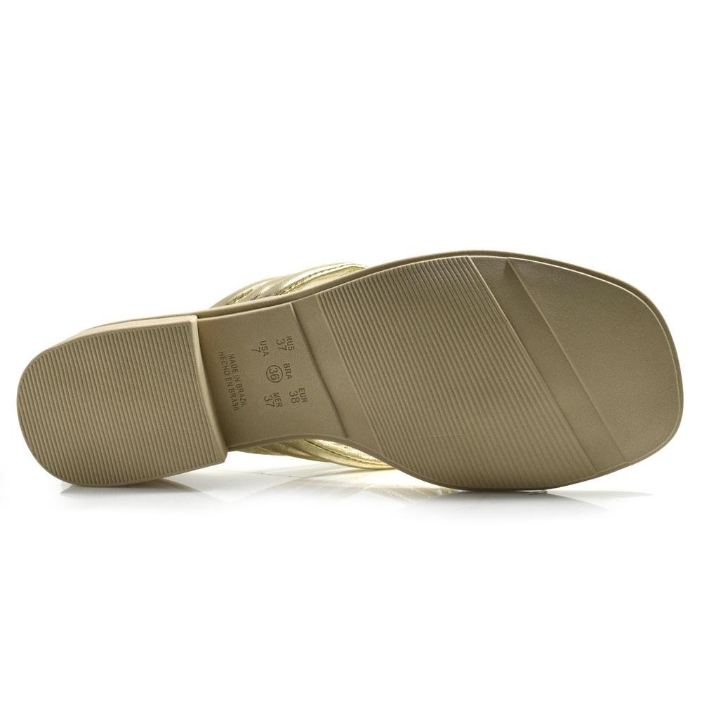 Tamanco de Salto Bloco Feminino Comfortflex Dourado 7