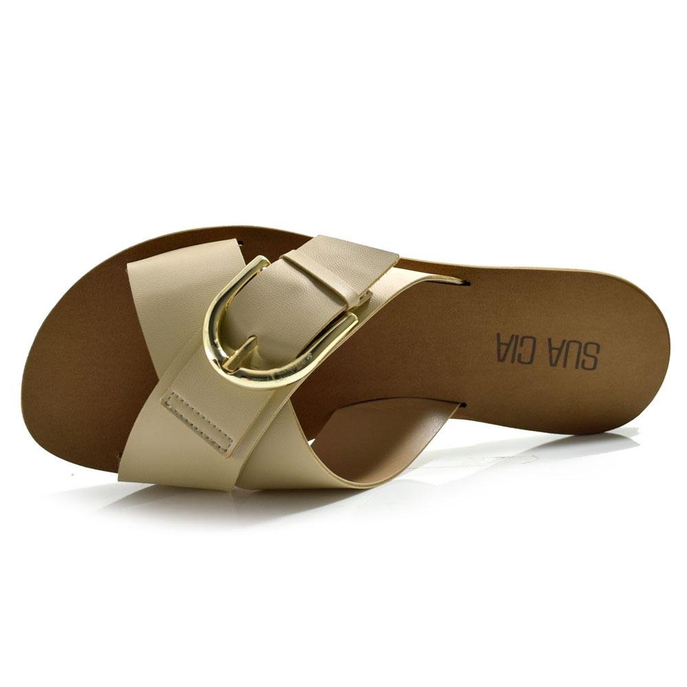 Sandália Rasteira Feminina Sua Cia Bege 6
