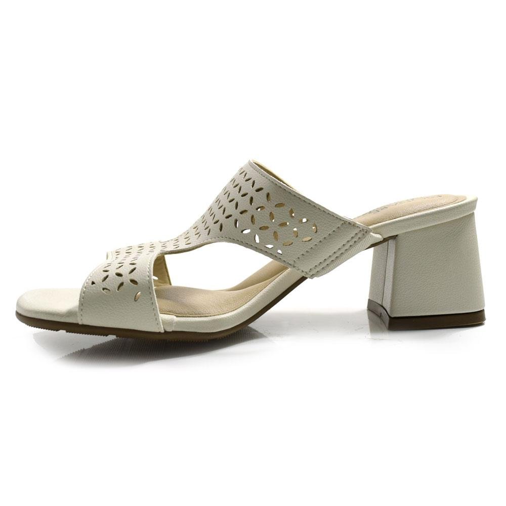 Tamanco de Salto Bloco Feminino Modare Off White 5