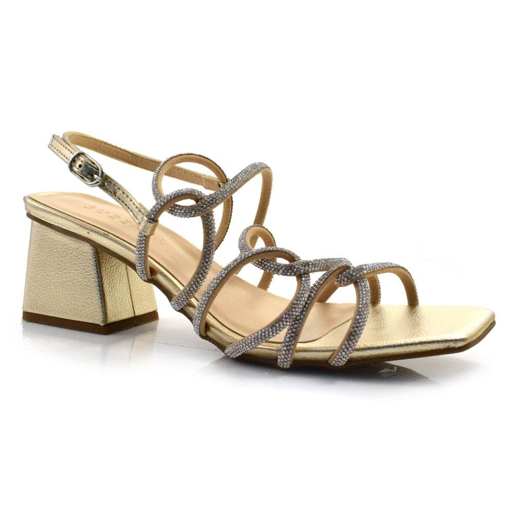 Sandália de Festa e Salto Bloco Suzzara 51-3106 Dourado
