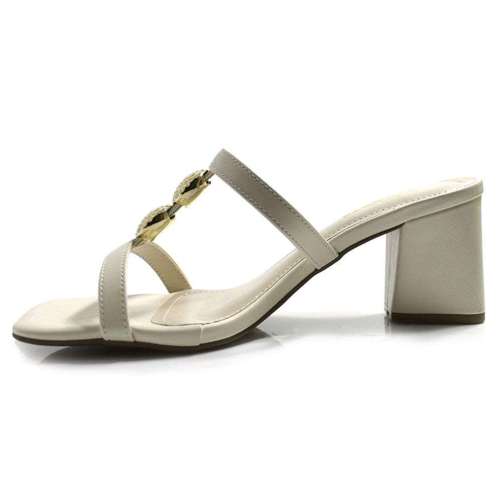 Tamanco de Salto Bloco Feminino Via Marte 264-003-01 Off White 11