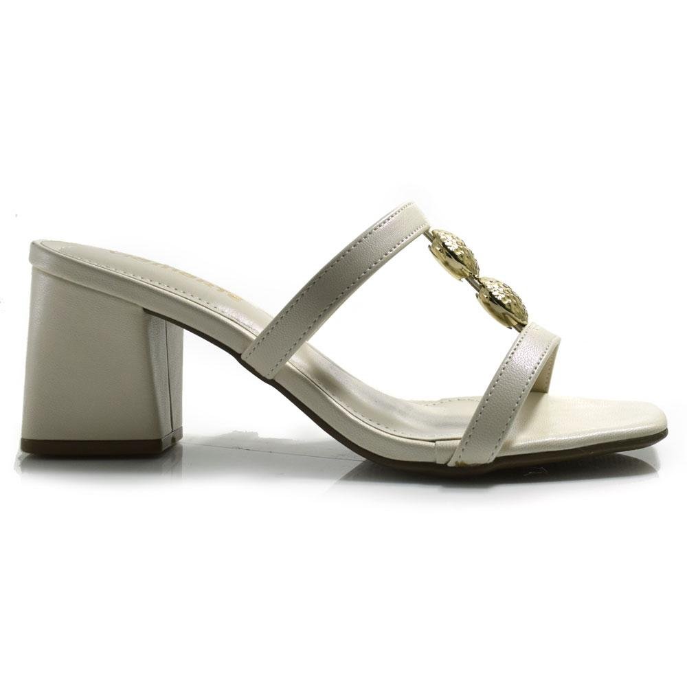 Tamanco de Salto Bloco Feminino Via Marte 264-003-01 Off White 3