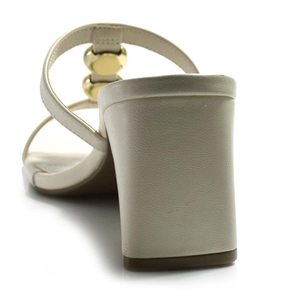 Tamanco de Salto Bloco Feminino Via Marte 264-003-01 Off White 4