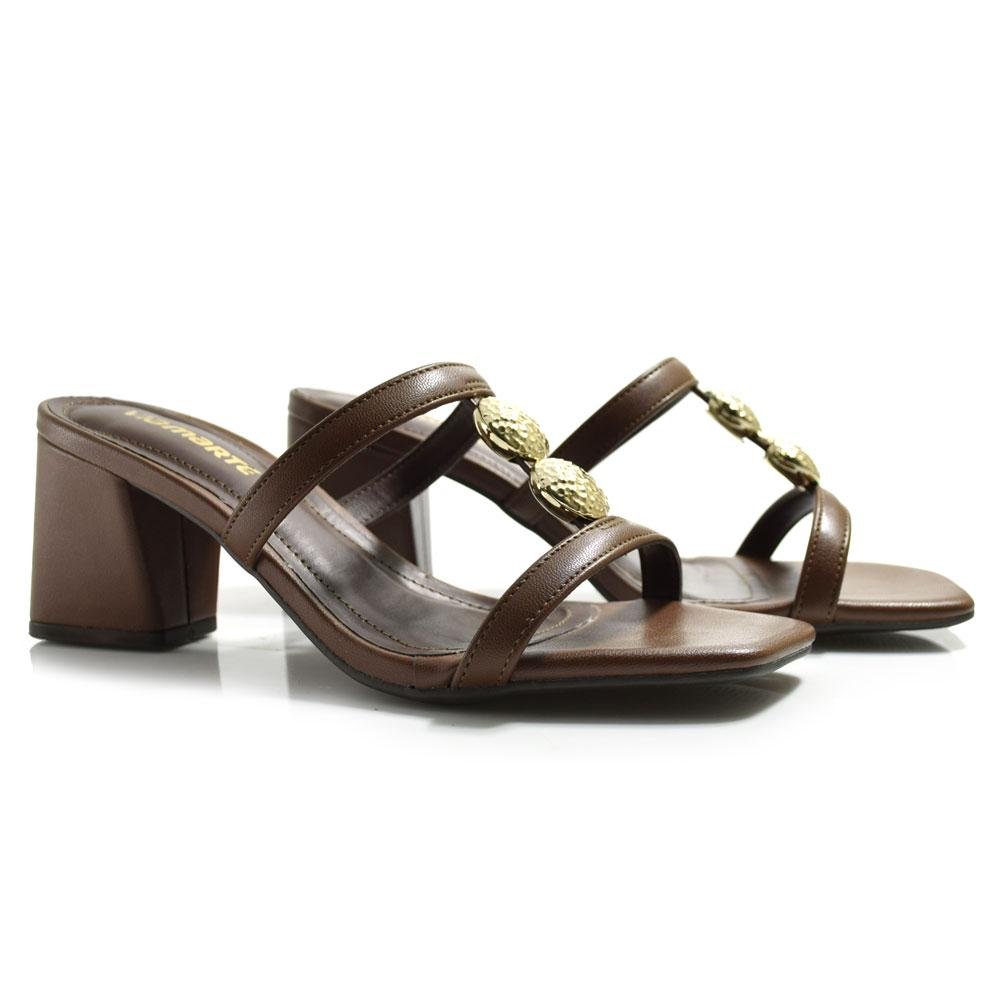 Tamanco de Salto Bloco Feminino Via Marte 264-003-01 Marrom 2