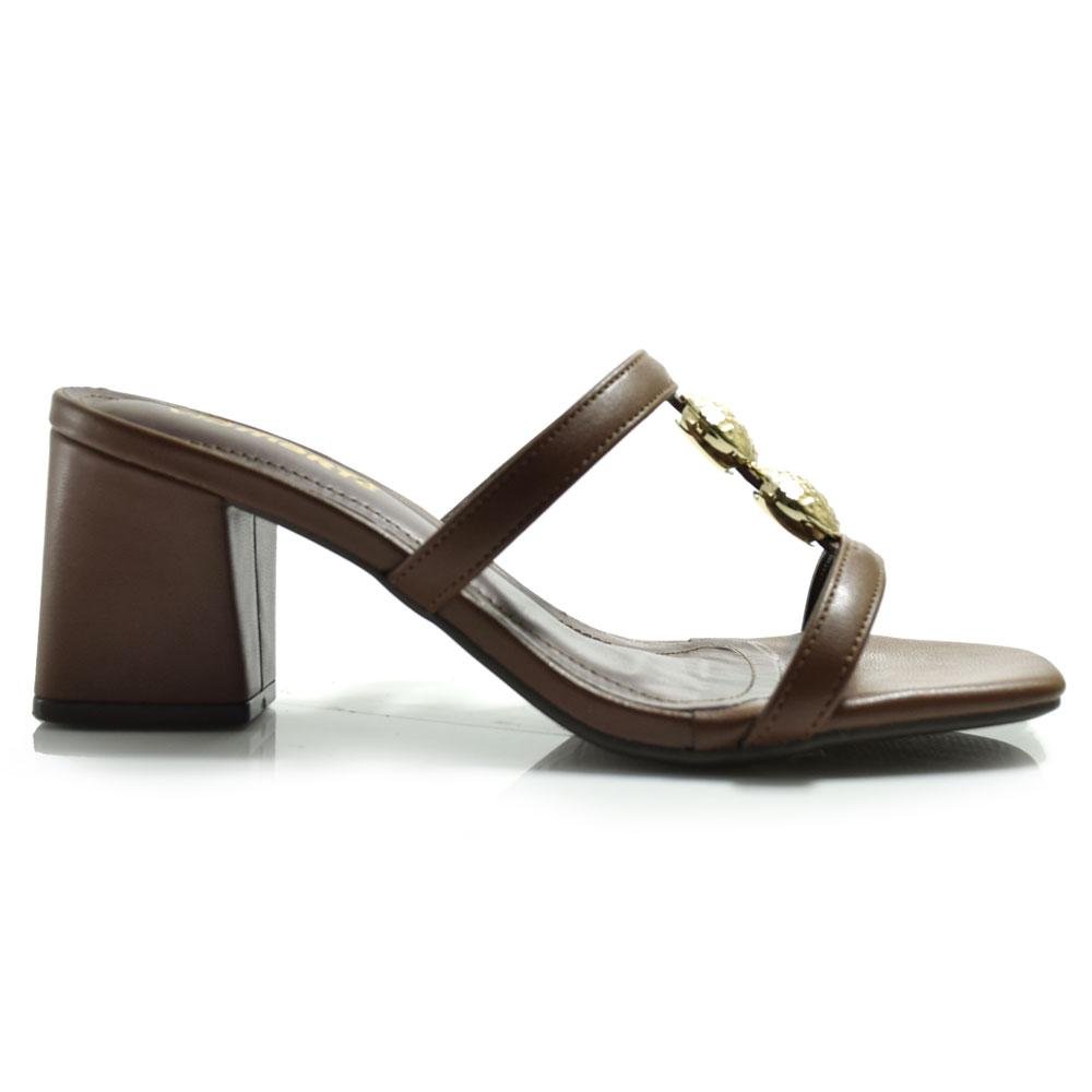 Tamanco de Salto Bloco Feminino Via Marte 264-003-01 Marrom 3