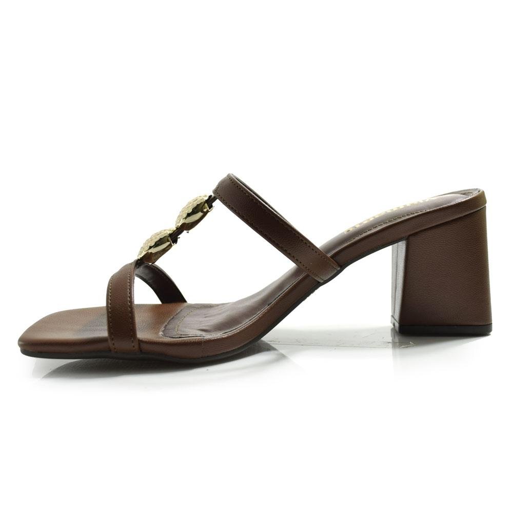 Tamanco de Salto Bloco Feminino Via Marte 264-003-01 Marrom 5